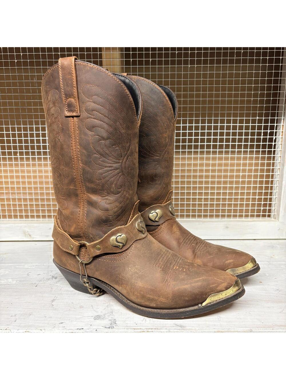 Masterson Women's Brown Leather Cowboy Boots Size 8.5 w/ toe caps